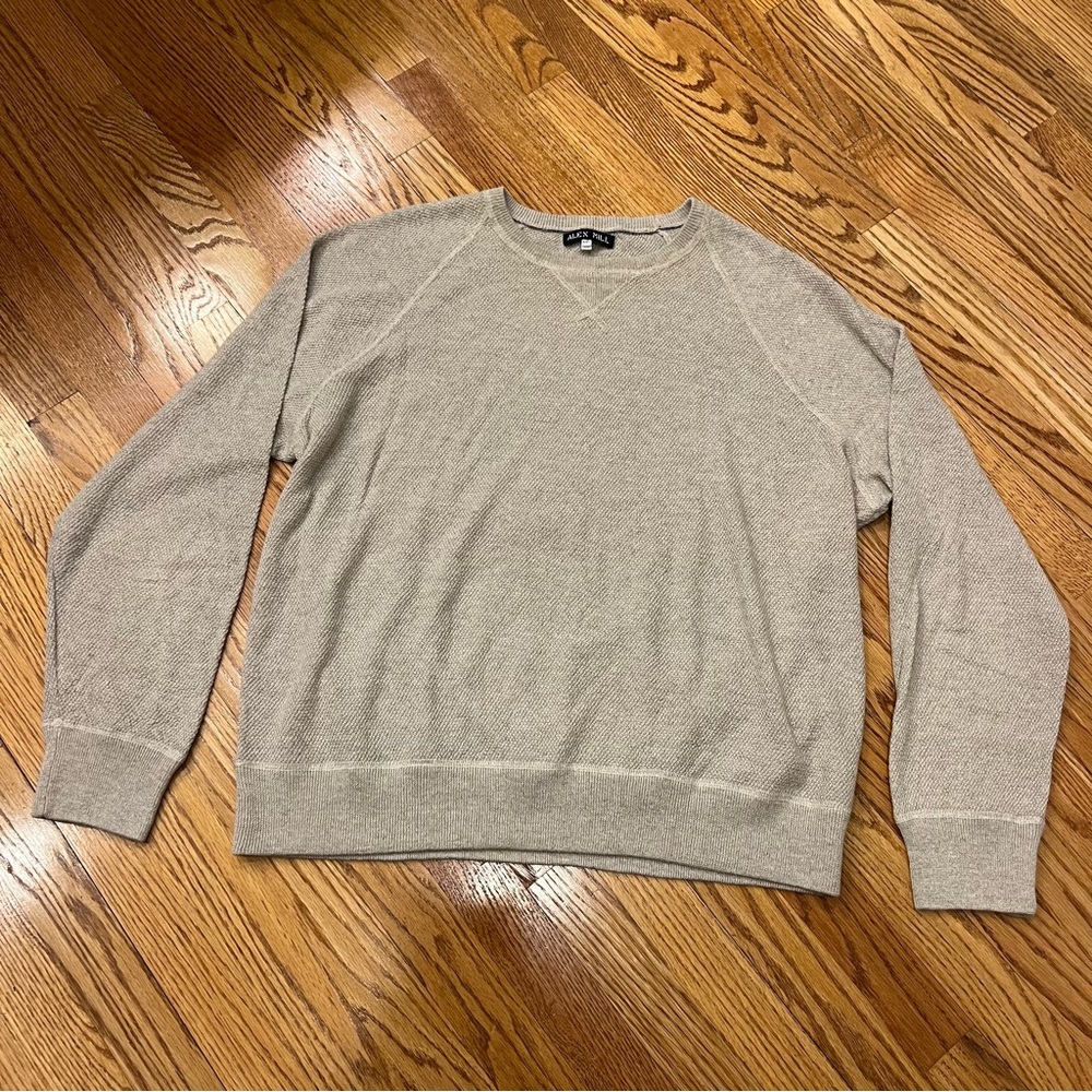 Alex Mill Cotton Linen Sweater Men’s XXL Textured Lightweight Sweater Beige Tan
